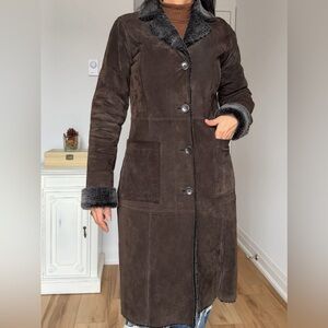 Y2K Danier Suede Coat with Fur Lining